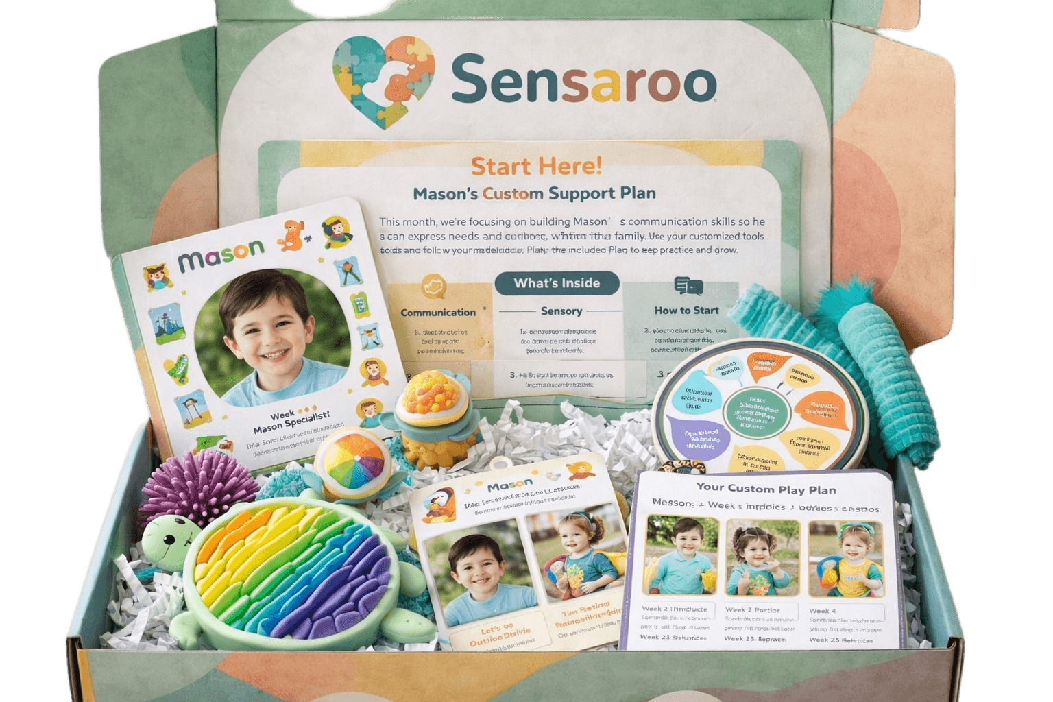 Sensaroo customized kit box with tools and activities